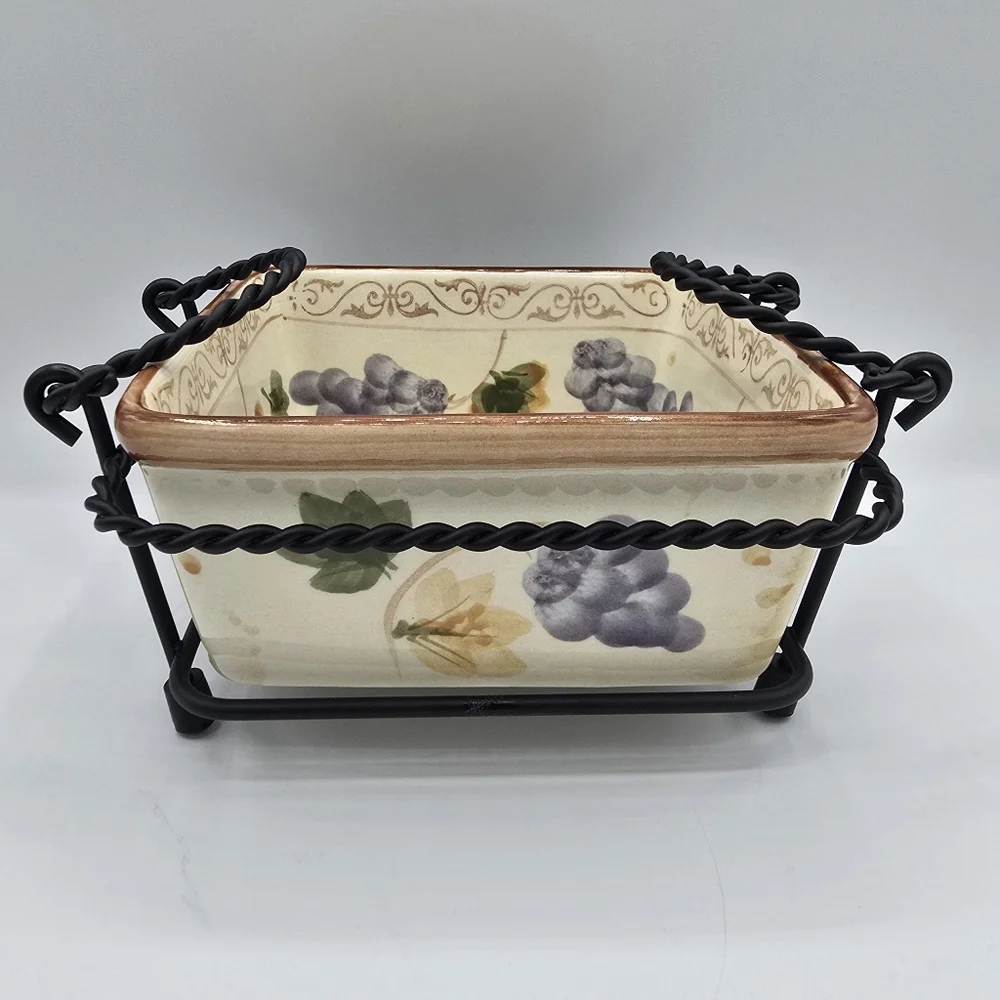 Temptations by Tara Floral Stoneware Casserole Dish | 1 Qt Bakeware